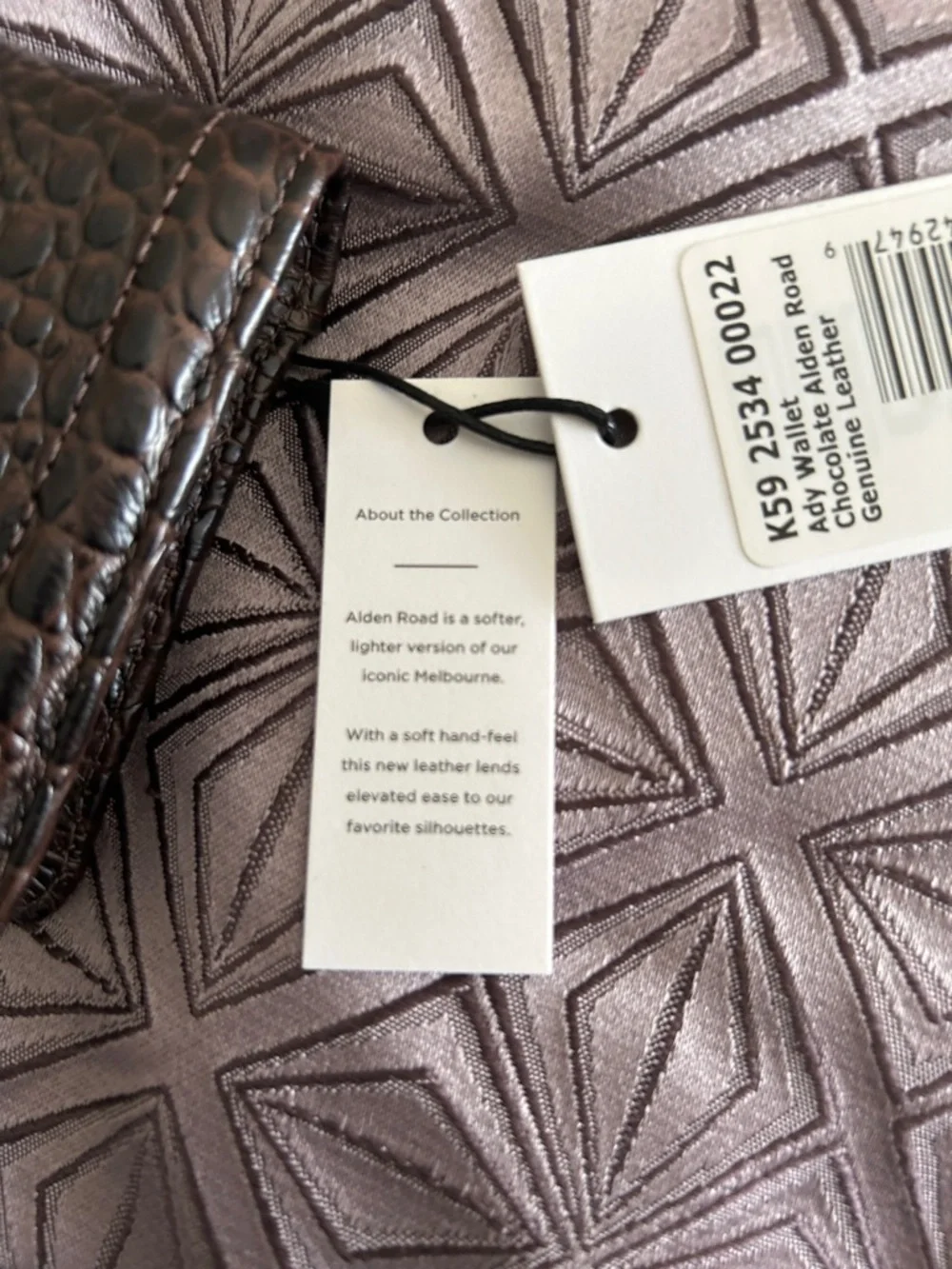 Brahmin Chocolate Croc-Embossed Wallet with Gold Plaque - Picture 6 of 7